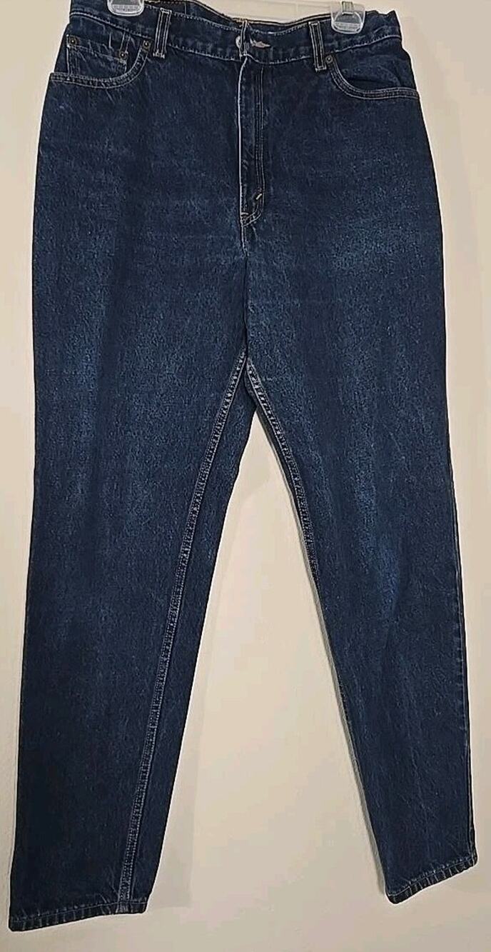 Vintage Levis 550 Womens 14 Long Jeans Made USA Relaxed Tapered Dark Wash #0211